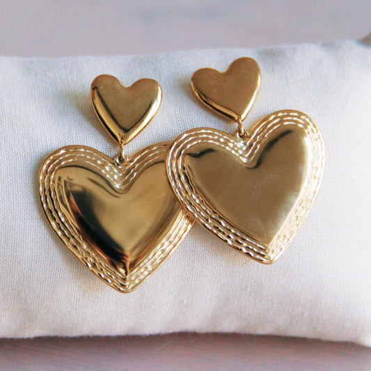 You Are Loved Heart Statement Earring - Gold
