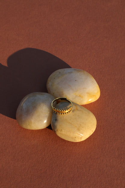 A Million Little Miracles Gold Adjustable Dotted Edge Ring