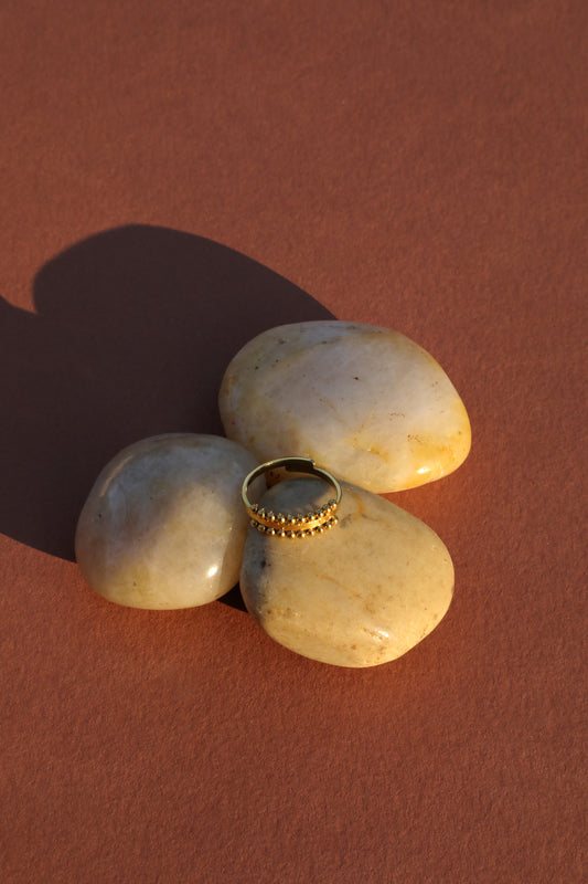 A Million Little Miracles Gold Adjustable Dotted Edge Ring