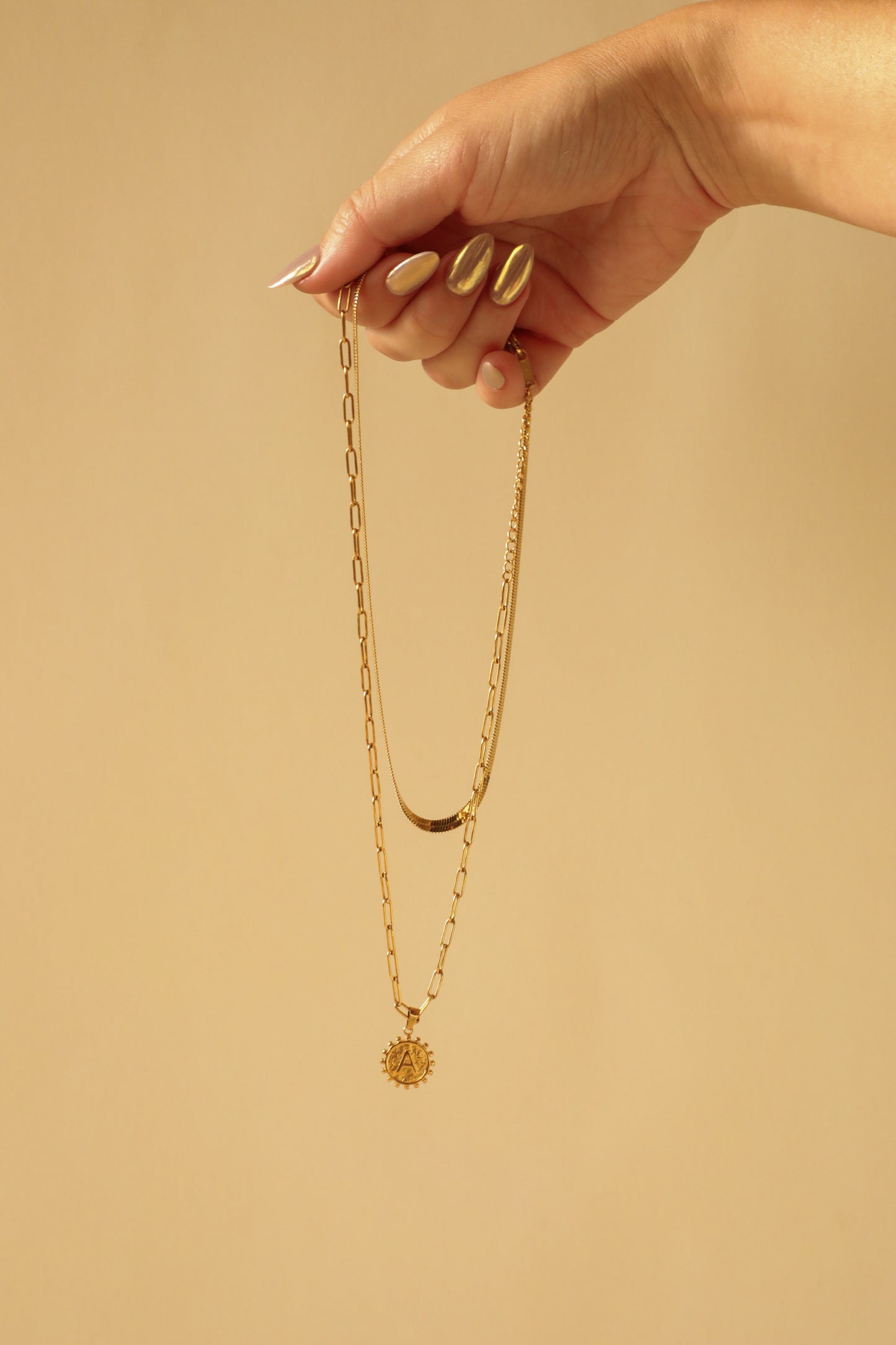 Double Chain Initial Necklace