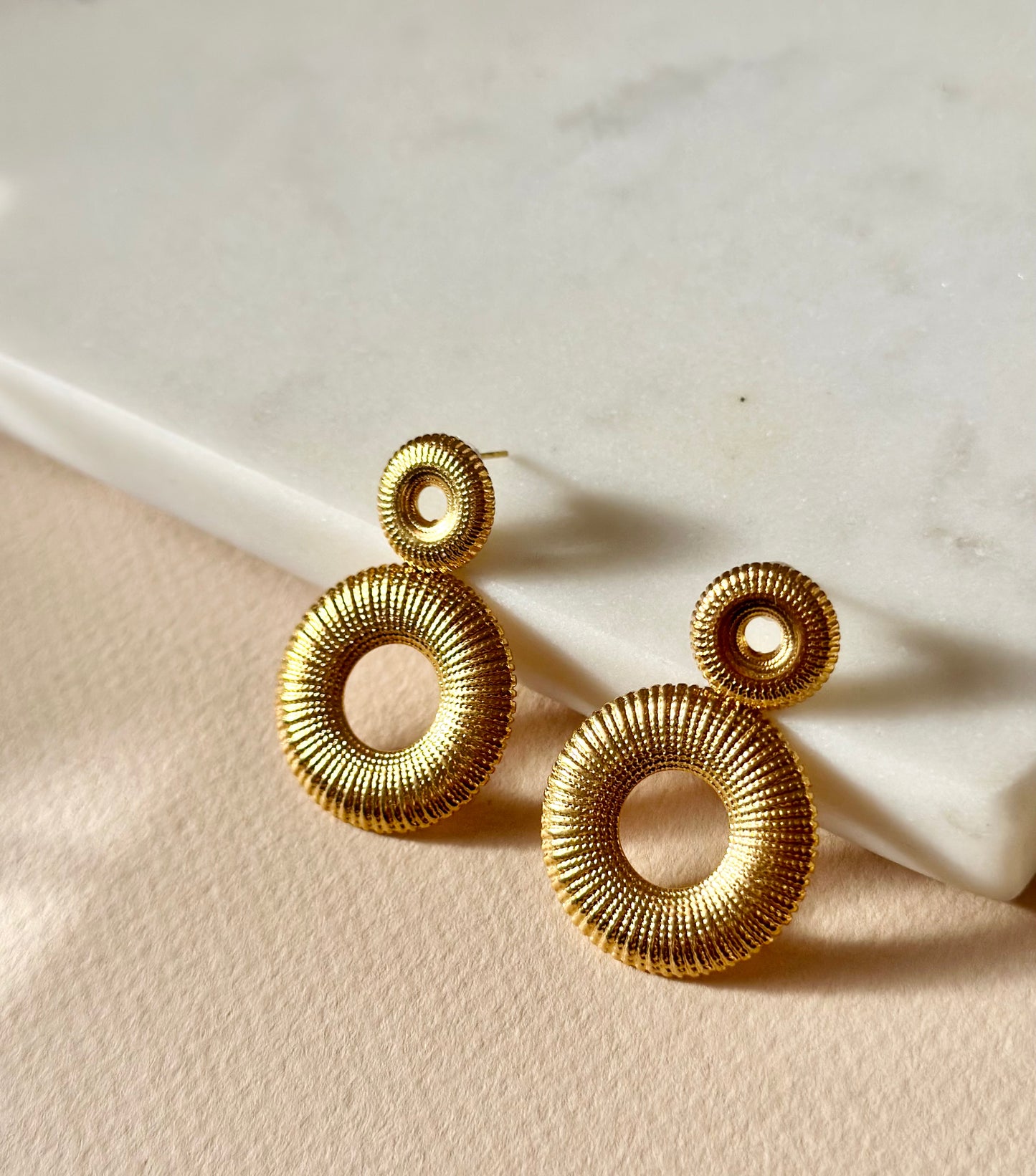 "All Things New" Statement Earring with Decorated Wide Ring – Gold
