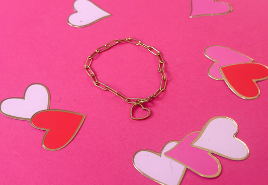 You Are Loved Chain Bracelet with Heart – Gold