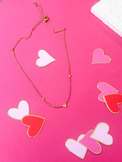 You Are Loved Necklace with 3 Mini Hearts - Gold