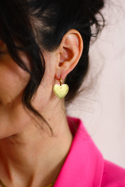 You Are Loved Full Heart Earrings - Gold