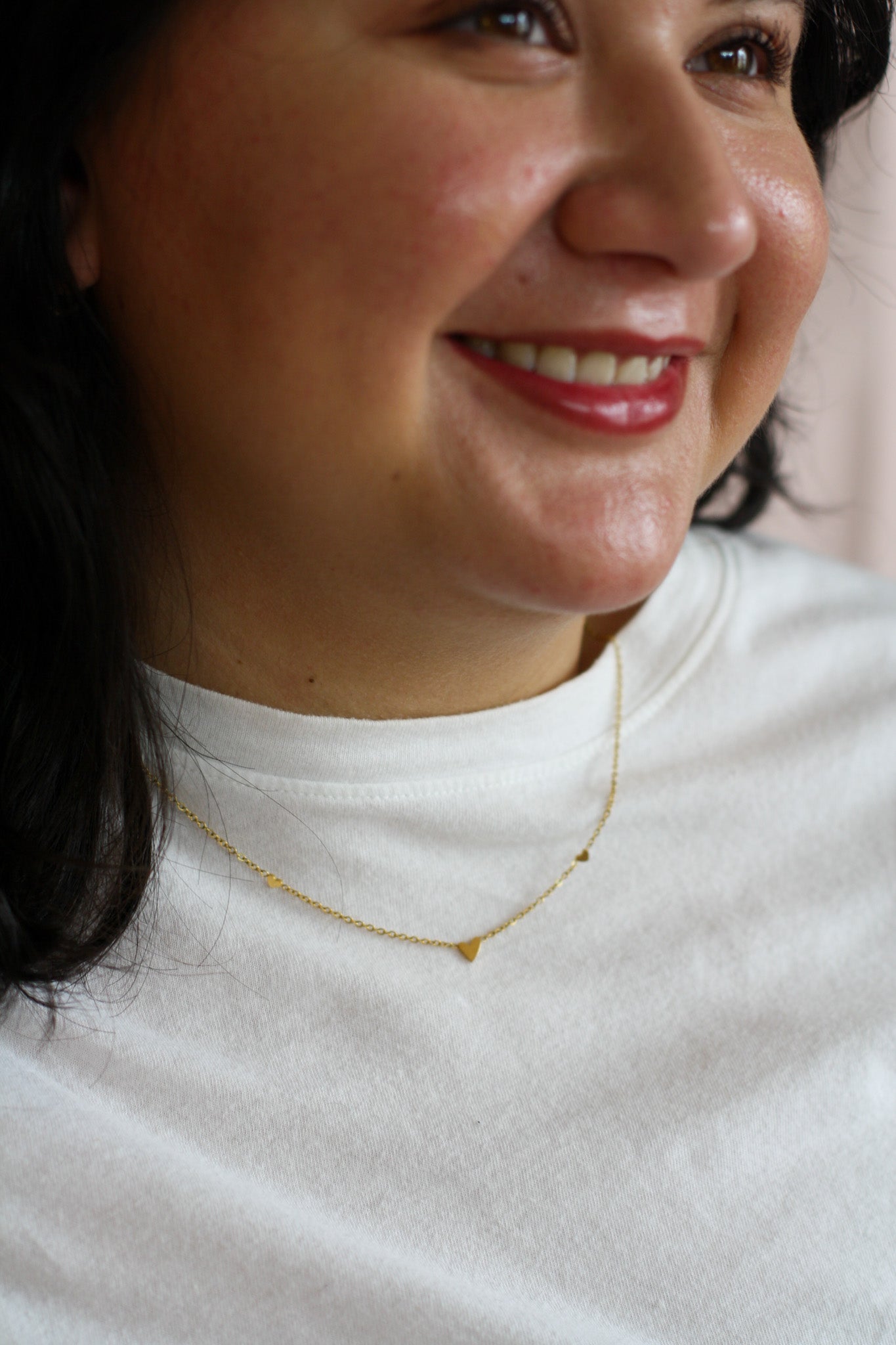 You Are Loved Necklace with 3 Mini Hearts - Gold