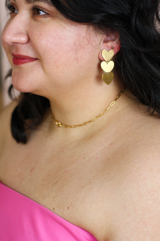 You Are Loved Earring 3 Hearts – Gold