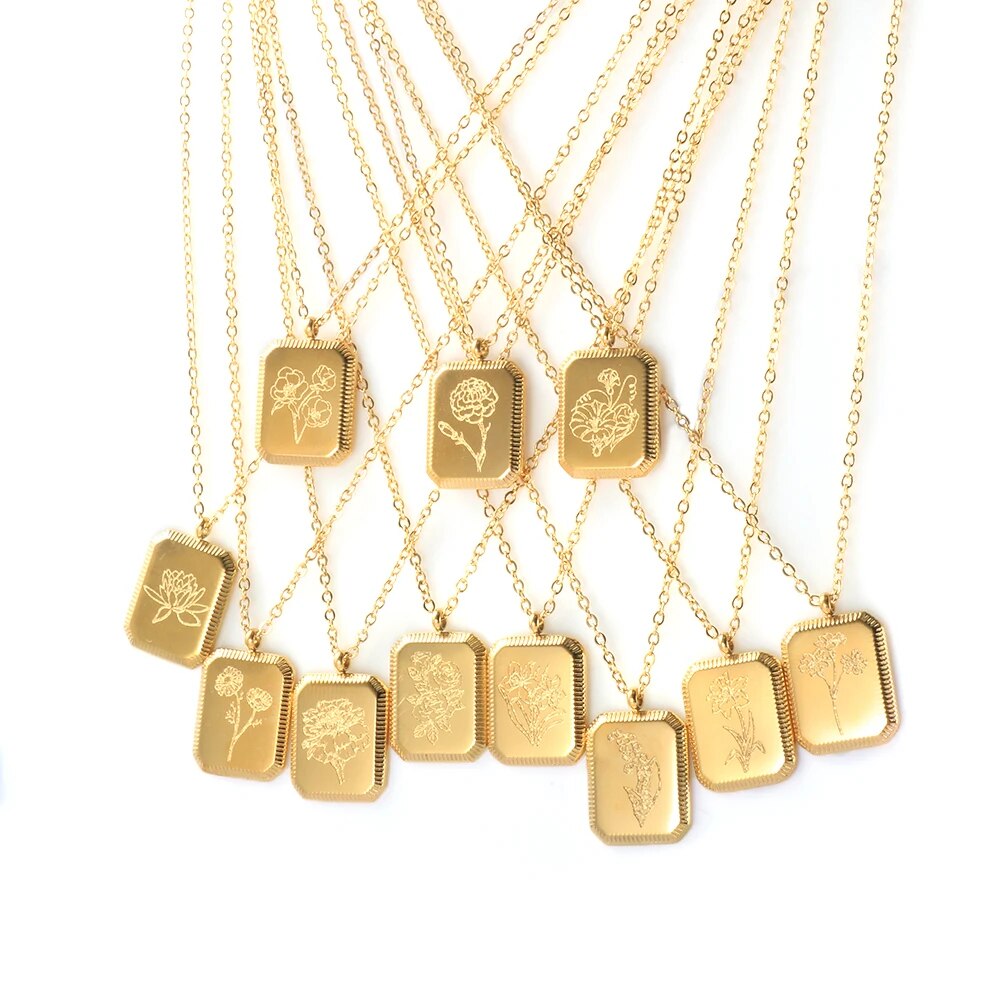 Wonderfully Made Birth Flower Vintage Necklace