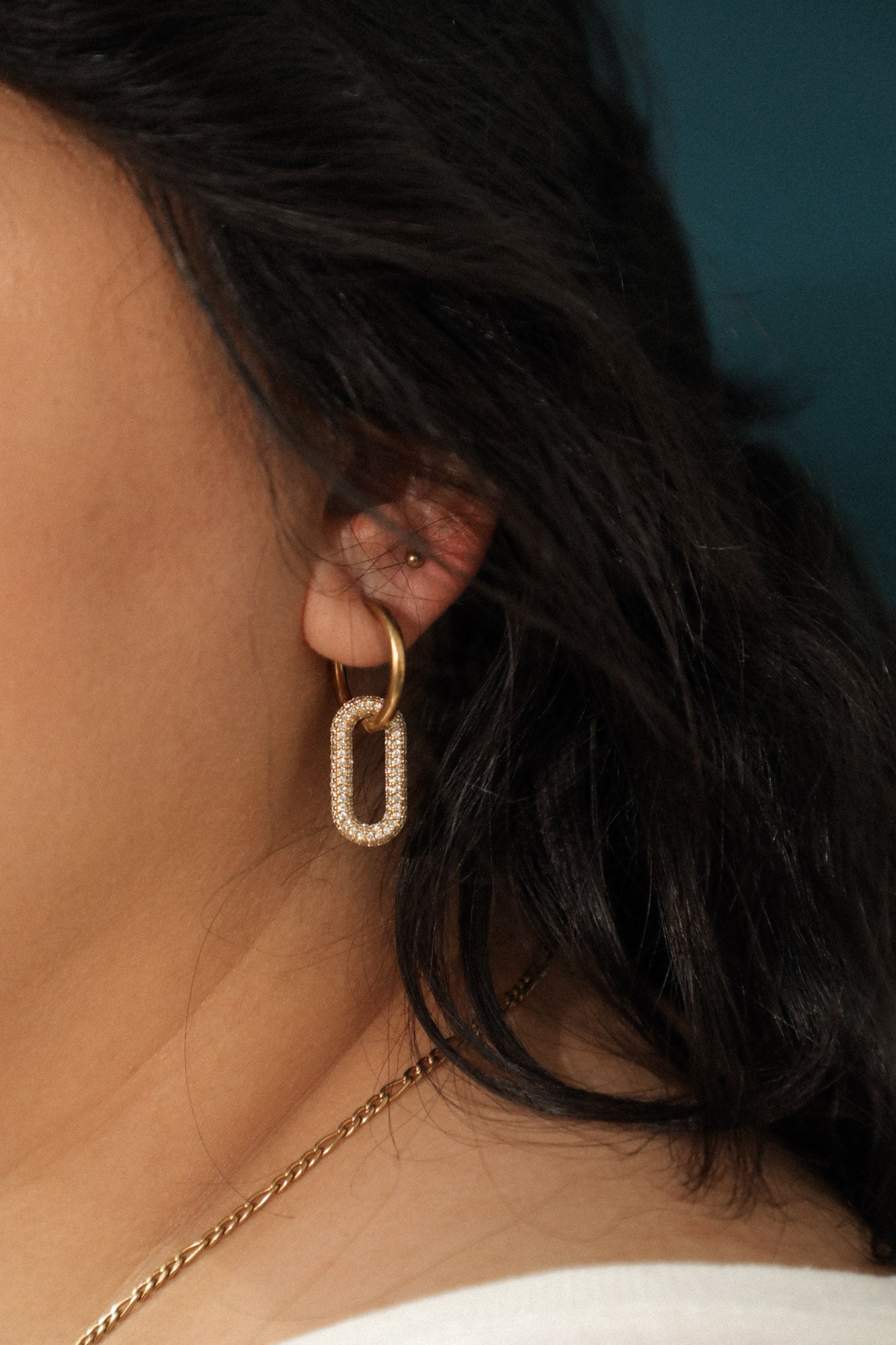 "All Things New" Stainless Steel Oval Huggie Earrings - Gold