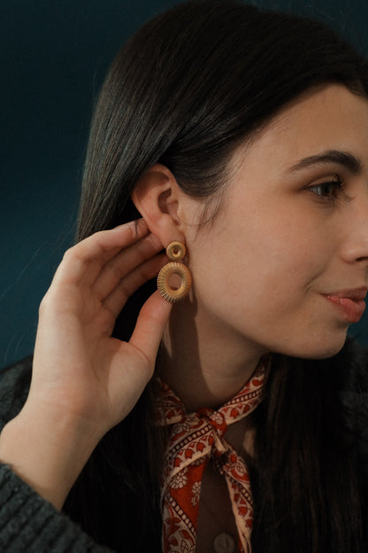 "All Things New" Statement Earring with Decorated Wide Ring – Gold